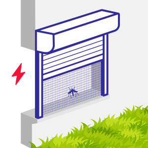 Volet roulant électrique avec moustiquaire pour pose en façade