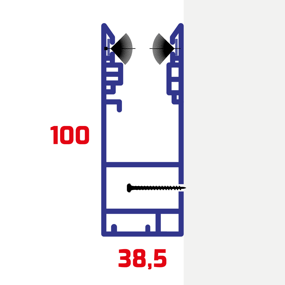 100x38,5 mm perçage de face