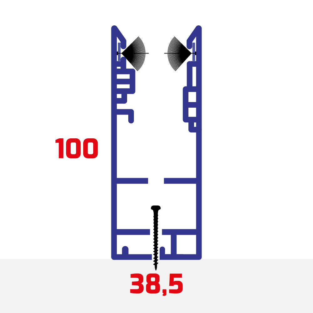 100x38,5 mm perçage de fond