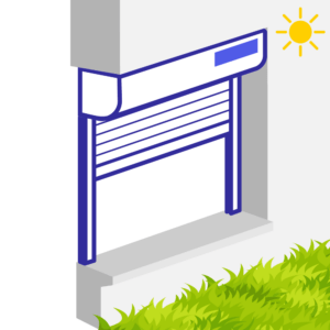 Volet roulant solaire pour pose sous linteau avec enroulement extérieur